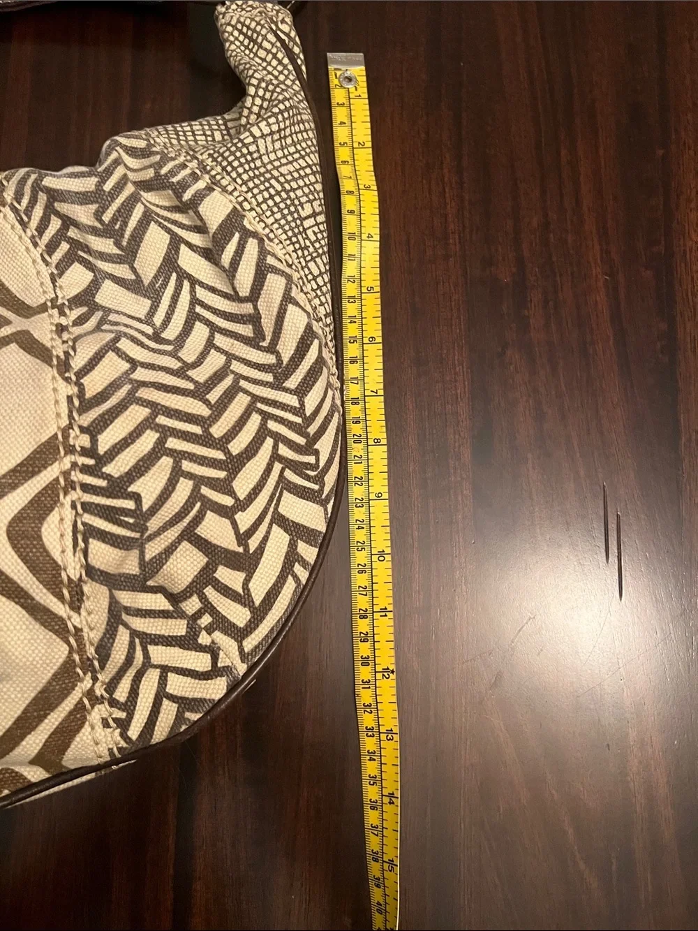 Vintage Fossil Ari hobo bag geometric canvas design studded embellishments
